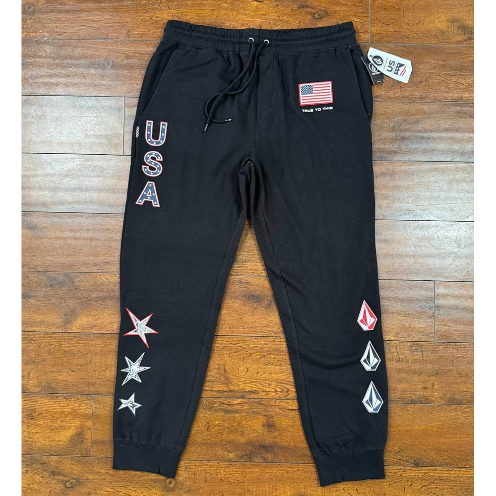 Volcom USST Iconic Stone Jogger Pants XL Black USA Snowboard Team NWT G1002202